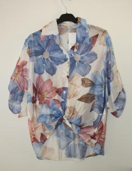 Damenbluse mit Blumen altrosa/blau/beige