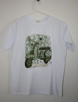 T-Shirt mit grüner Vespa