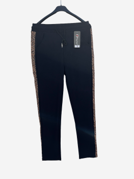 Leggins dunkelblau - warm mit Leomuster seitlich