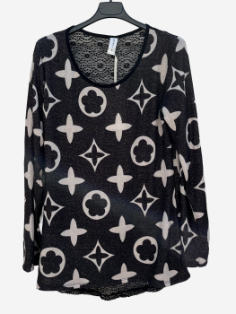 Shirt shwarz/weiß mit Glitzer