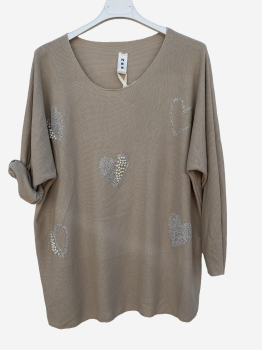 Pulli beige mit Herzen