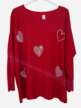 Pulli rot mit Herzen