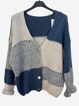 Strickjacke hellblau/creme/grau