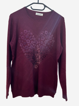 Pulli weinrot mit Herz Gr. XL/XXL