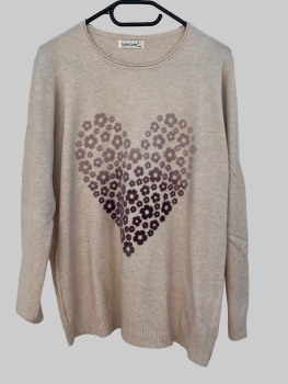 Pulli beige mit Herz Gr. XL/XXL