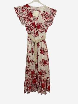 Sommerkleid weiß mit rotem Blumenmuster