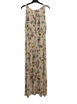 Sommerkleid beige mit Blumenmuster