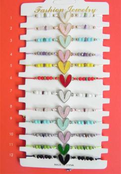 Miniarmband mit Herz diverse Farben