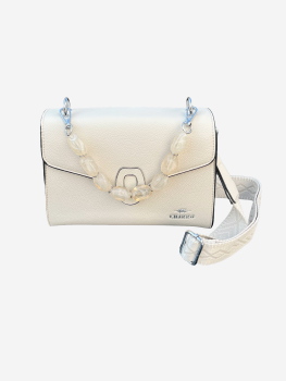 Tasche beige mit Henkel aus Dekosteinen