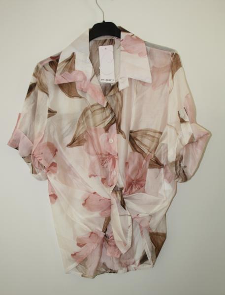 Damenbluse mit Blumen rosa/beige