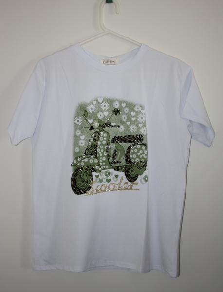 T-Shirt mit grüner Vespa