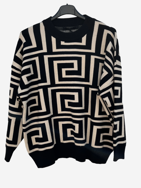 Pulli schwarz/beige kurz