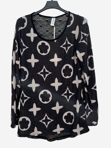 Shirt shwarz/weiß mit Glitzer