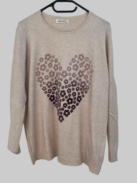 Pulli beige mit Herz Gr. XL/XXL